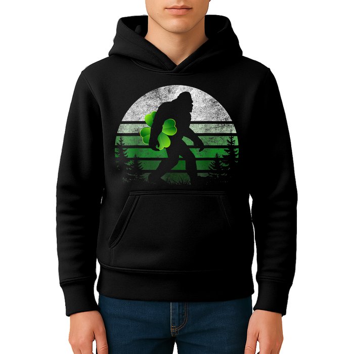 St Patricks Day Bigfoot Irish Shamrock Sasquatch Clover Leaf Kids Hoodie