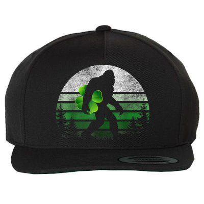 St Patricks Day Bigfoot Irish Shamrock Sasquatch Clover Leaf Wool Snapback Cap