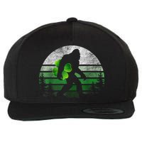 St Patricks Day Bigfoot Irish Shamrock Sasquatch Clover Leaf Wool Snapback Cap