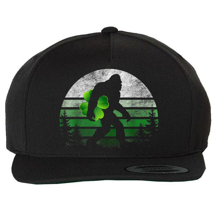 St Patricks Day Bigfoot Irish Shamrock Sasquatch Clover Leaf Wool Snapback Cap