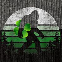 St Patricks Day Bigfoot Irish Shamrock Sasquatch Clover Leaf Pom Pom 12in Knit Beanie