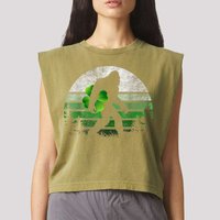 St Patricks Day Bigfoot Irish Shamrock Sasquatch Clover Leaf Garment-Dyed Women's Muscle Tee