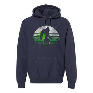 St Patricks Day Bigfoot Irish Shamrock Sasquatch Clover Leaf Premium Hoodie