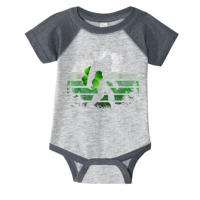 St Patricks Day Bigfoot Irish Shamrock Sasquatch Clover Leaf Infant Baby Jersey Bodysuit
