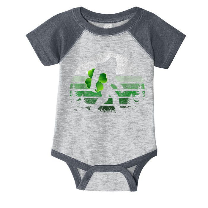 St Patricks Day Bigfoot Irish Shamrock Sasquatch Clover Leaf Infant Baby Jersey Bodysuit
