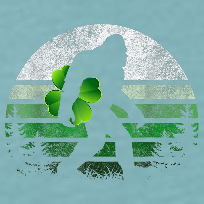 St Patricks Day Bigfoot Irish Shamrock Sasquatch Clover Leaf Sueded Cloud Jersey T-Shirt