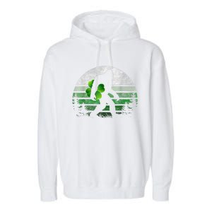 St Patricks Day Bigfoot Irish Shamrock Sasquatch Clover Leaf Garment-Dyed Fleece Hoodie