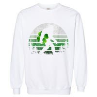 St Patricks Day Bigfoot Irish Shamrock Sasquatch Clover Leaf Garment-Dyed Sweatshirt