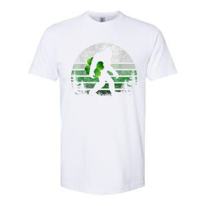 St Patricks Day Bigfoot Irish Shamrock Sasquatch Clover Leaf Softstyle CVC T-Shirt