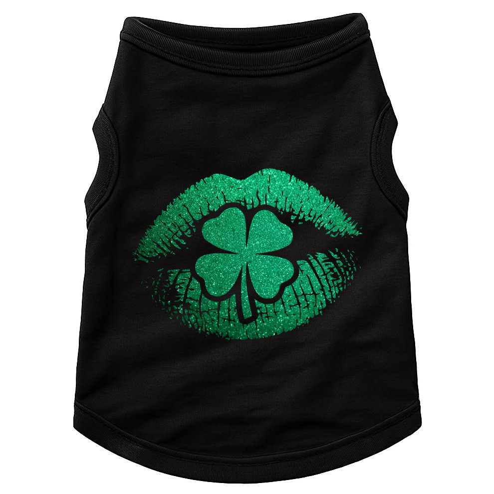 St PatrickS Day Irish Leaf Clover Lips Doggie Tank