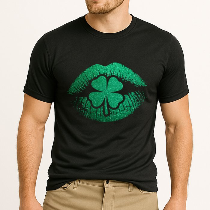 St PatrickS Day Irish Leaf Clover Lips Performance Shirt
