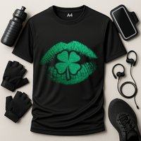 St PatrickS Day Irish Leaf Clover Lips Performance Shirt