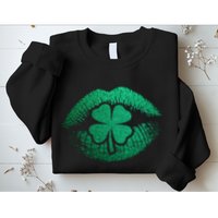 St PatrickS Day Irish Leaf Clover Lips Sweatshirt