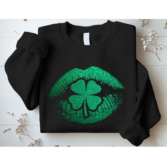St PatrickS Day Irish Leaf Clover Lips Sweatshirt