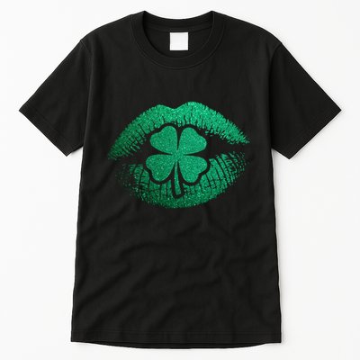 St PatrickS Day Irish Leaf Clover Lips Tall T-Shirt