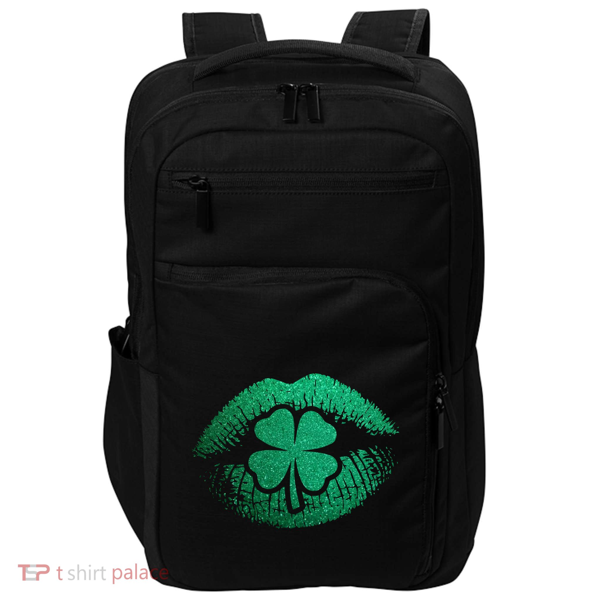 St PatrickS Day Irish Leaf Clover Lips Impact Tech Backpack