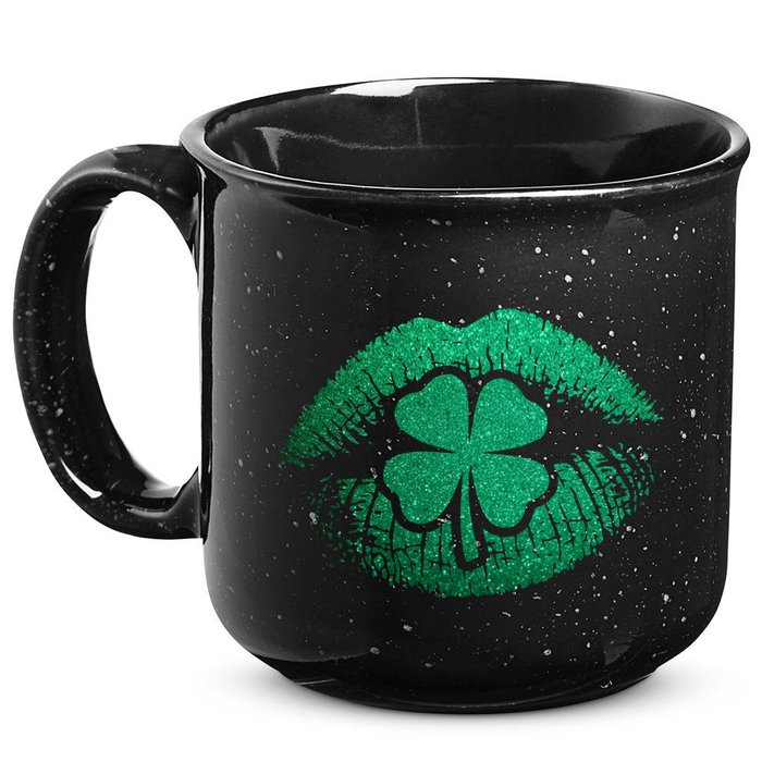 St PatrickS Day Irish Leaf Clover Lips 15oz Campfire Ceramic Mug