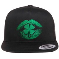 St PatrickS Day Irish Leaf Clover Lips Flatbill Hat