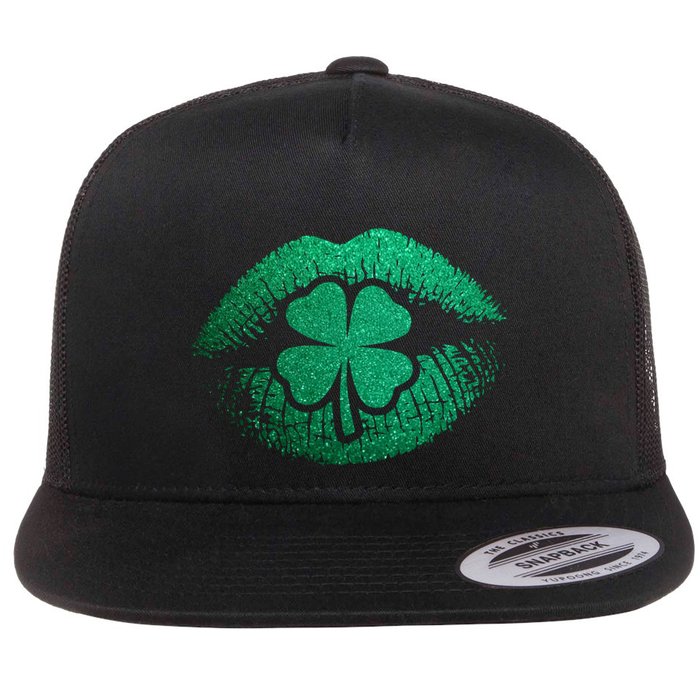 St PatrickS Day Irish Leaf Clover Lips Flatbill Hat
