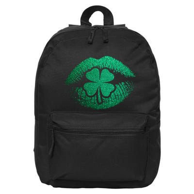 St PatrickS Day Irish Leaf Clover Lips 16 in Basic Backpack