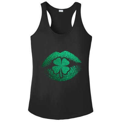 St PatrickS Day Irish Leaf Clover Lips Ladies PosiCharge Competitor Racerback Tank