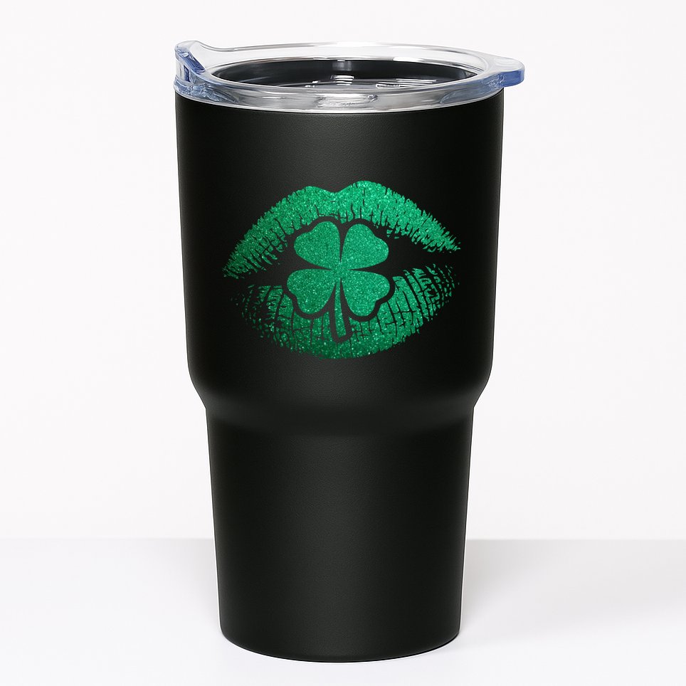 St PatrickS Day Irish Leaf Clover Lips Tumbler