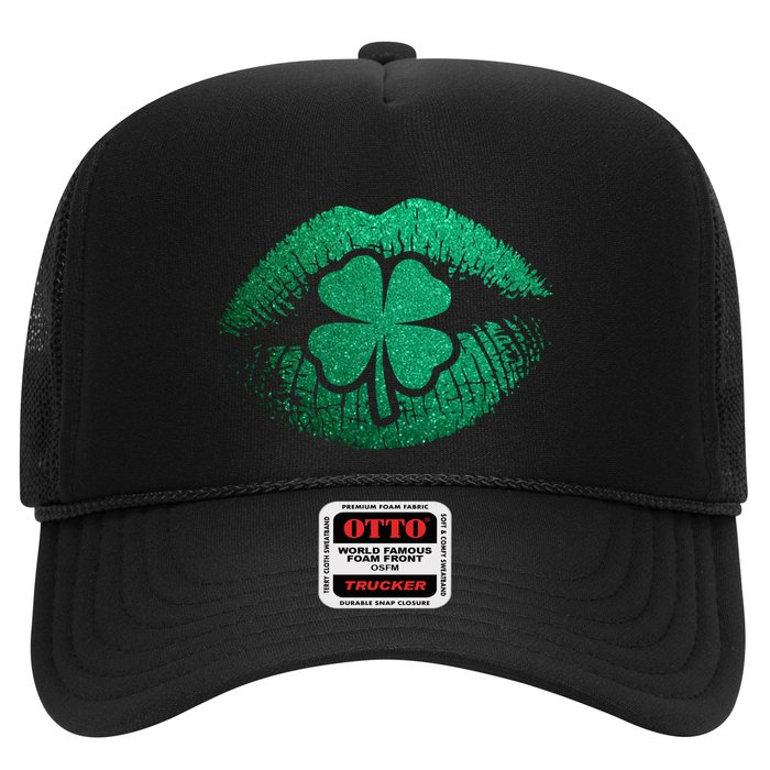 St PatrickS Day Irish Leaf Clover Lips Trucker Hat