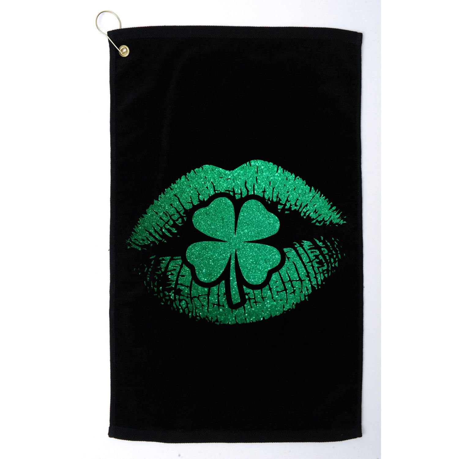 St PatrickS Day Irish Leaf Clover Lips Golf Towel