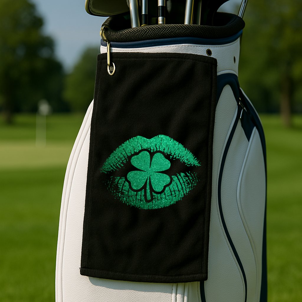 St PatrickS Day Irish Leaf Clover Lips Golf Towel