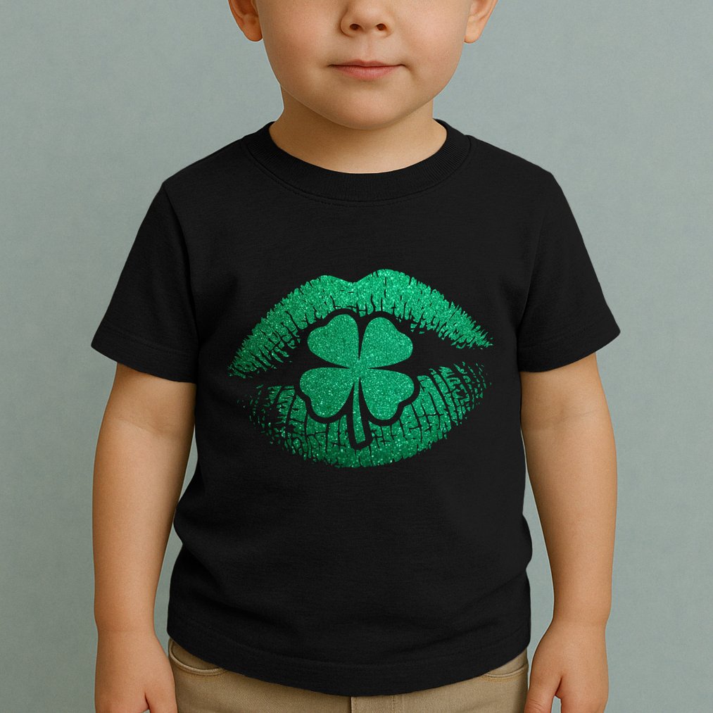 St PatrickS Day Irish Leaf Clover Lips Toddler T-Shirt