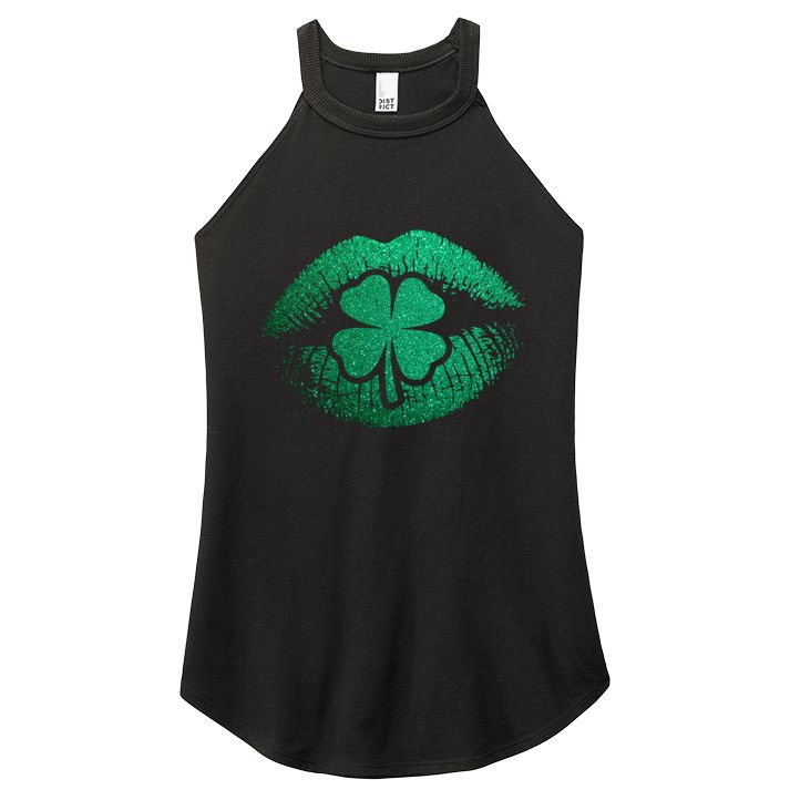 St PatrickS Day Irish Leaf Clover Lips Women's Perfect Tri Rocker Tank