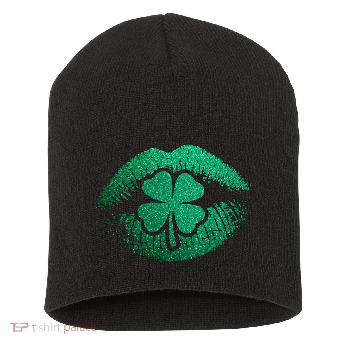St PatrickS Day Irish Leaf Clover Lips Short Acrylic Beanie