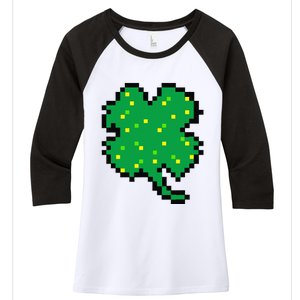 St Patricks Day Gamer Pixel Shamrock Funnys Women's Tri-Blend 3/4-Sleeve Raglan Shirt