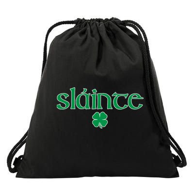 Slainte Patricks Day Shamrock Drawstring Bag