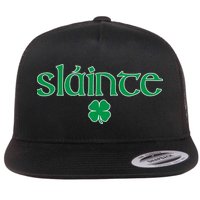 Slainte Patricks Day Shamrock Flat Bill Trucker Hat