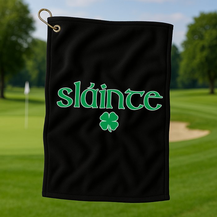 Slainte Patricks Day Shamrock Golf Towel