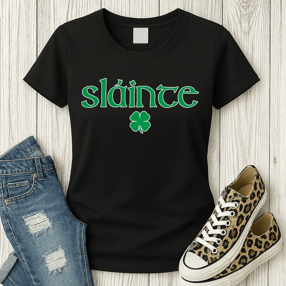 Slainte Patricks Day Shamrock Womens T-Shirt