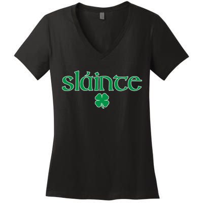 Slainte Patricks Day Shamrock Women's V-Neck T-Shirt