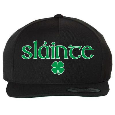Slainte Patricks Day Shamrock Wool Snapback Cap