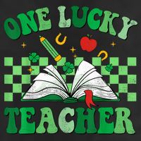St Patricks Day Teacher Shirt One Lucky Teacher Shamrock 7 Panel Mesh Trucker Snapback Hat