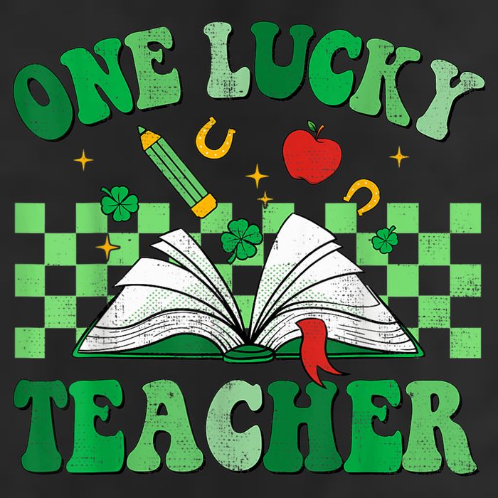 St Patricks Day Teacher Shirt One Lucky Teacher Shamrock 7 Panel Mesh Trucker Snapback Hat