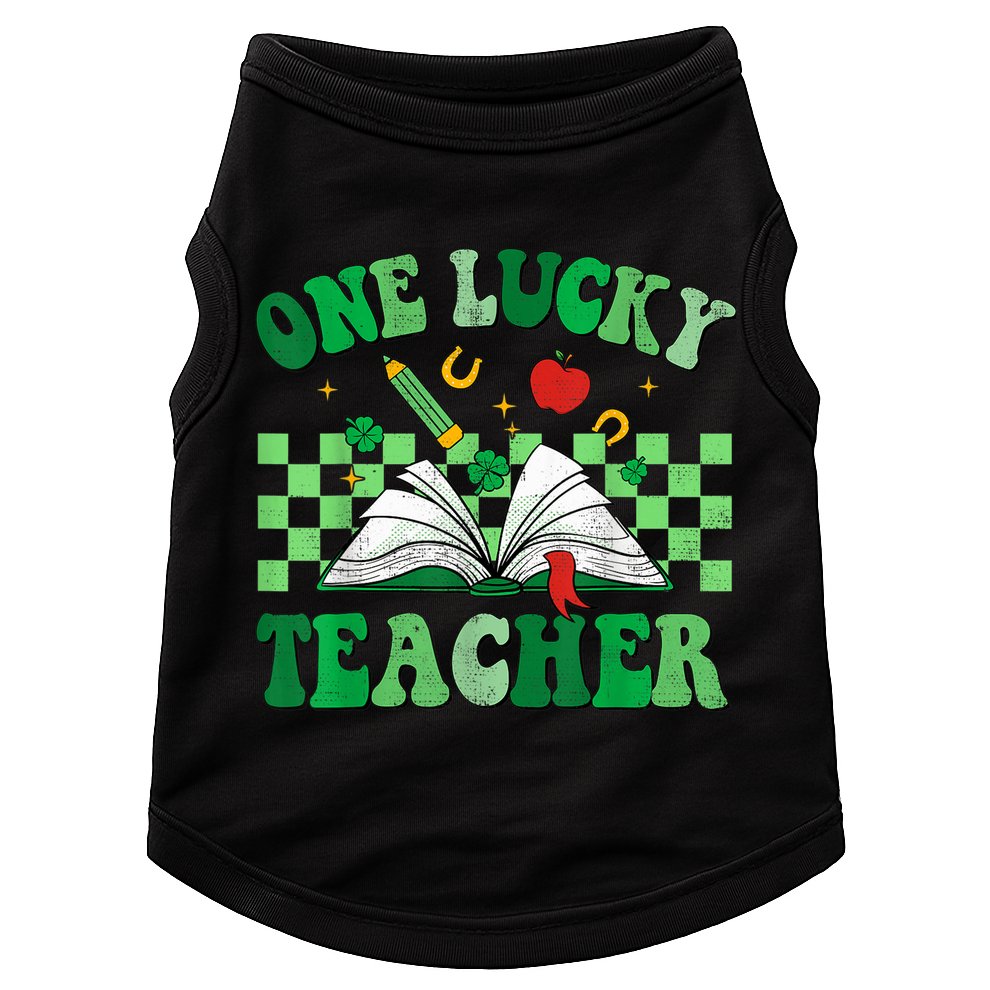 St Patricks Day Teacher Shirt One Lucky Teacher Shamrock Doggie Tank