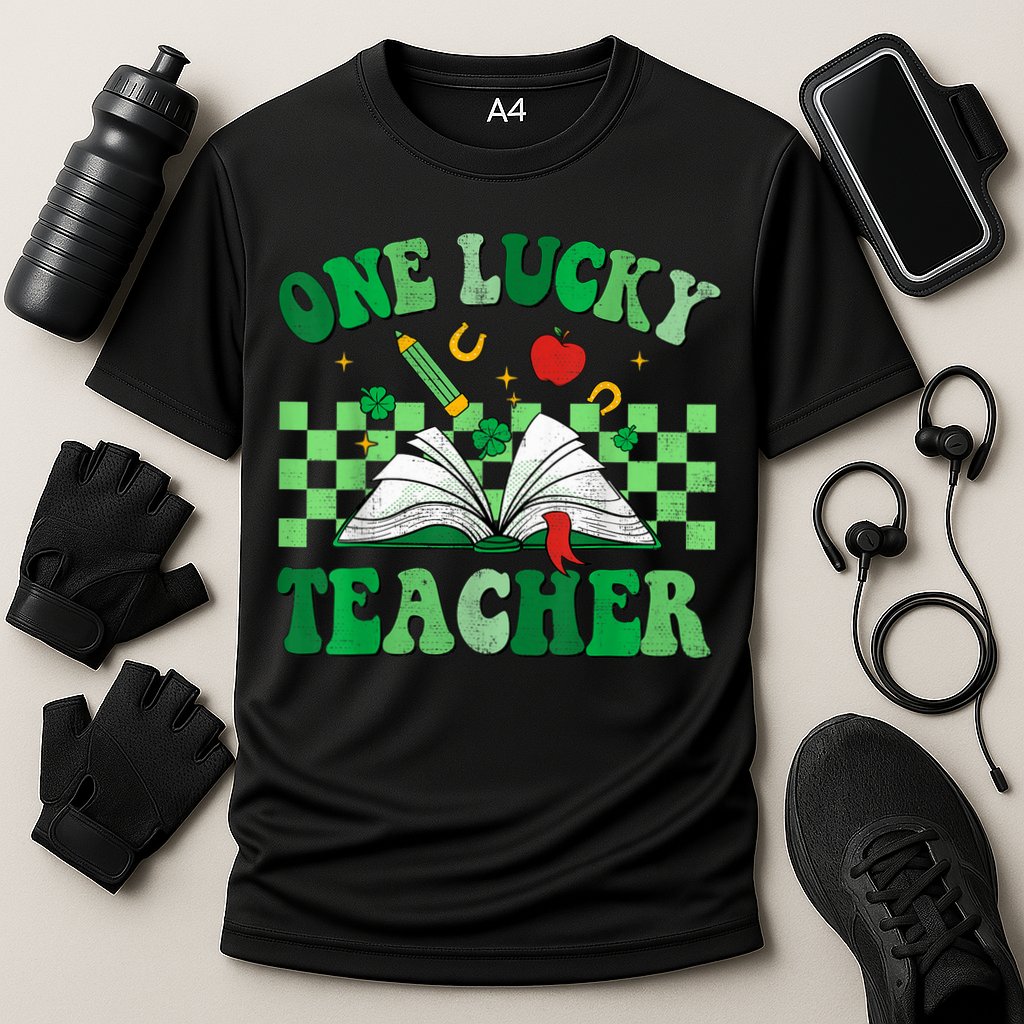St Patricks Day Teacher Shirt One Lucky Teacher Shamrock Cooling Performance Crew T-Shirt