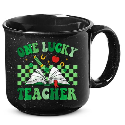 St Patricks Day Teacher Shirt One Lucky Teacher Shamrock 15oz Campfire Ceramic Mug