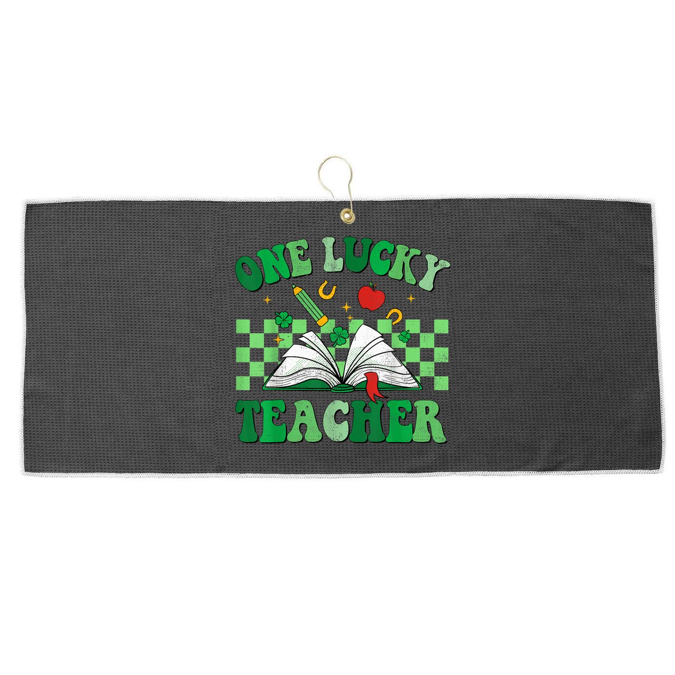 St Patricks Day Teacher Shirt One Lucky Teacher Shamrock Large Microfiber Waffle Golf Towel