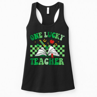 St Patricks Day Teacher Shirt One Lucky Teacher Shamrock Womens Tank Top