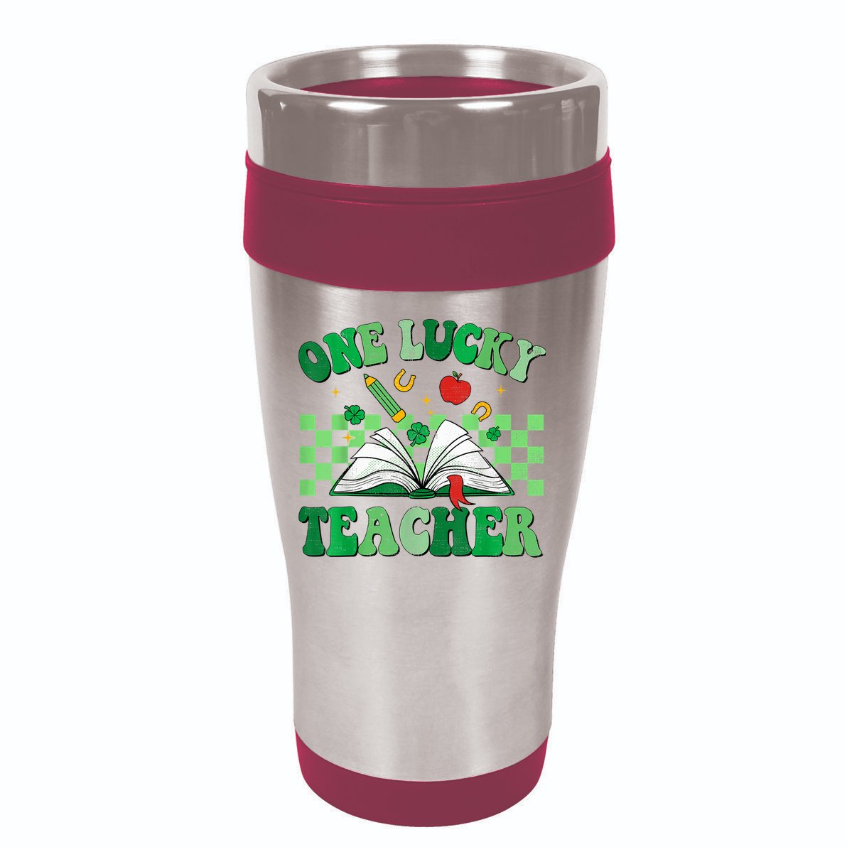 St Patricks Day Teacher Shirt One Lucky Teacher Shamrock 16oz Travel Tumbler