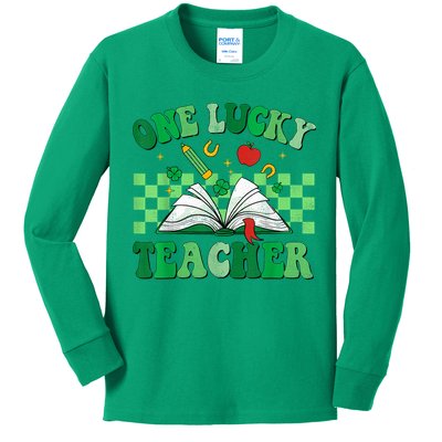 St Patricks Day Teacher Shirt One Lucky Teacher Shamrock Kids Long Sleeve Shirt