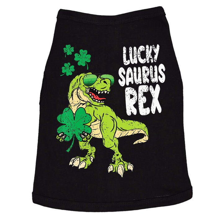 St Patricks Day Lucky Saurus Rex T-Rex Doggie Tank