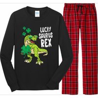 St Patricks Day Lucky Saurus Rex T-Rex Long Sleeve Pajama Set